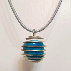 Turquoise Necklace, Polished Stone Pendant, Stone Necklace, Turquoise Jewelry